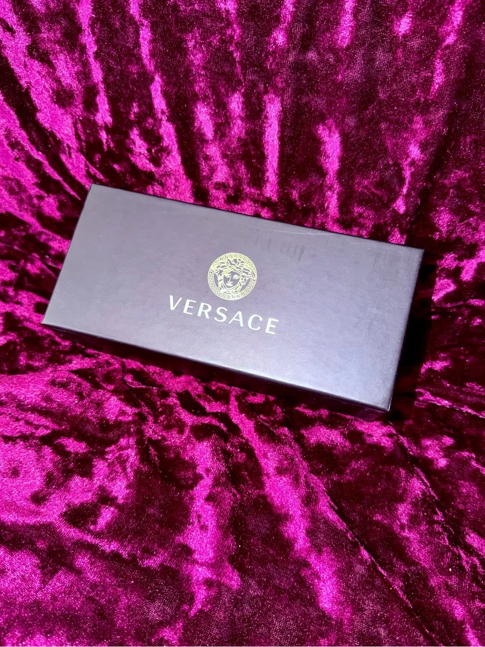 Versace Black Cat-Eye Glasses with Gold Temple Medusa Accent